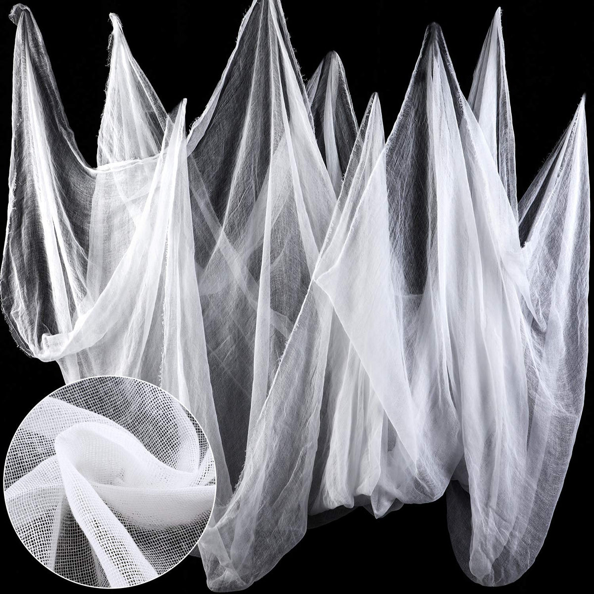 Boao Halloween White Cheesecloth for Craft, 85 x 197 Inch | Cotton Cheese Cloth Roll for Bloody Halloween Indoor Outdoor Decorations, Muslin Gauze Fabric, Netting