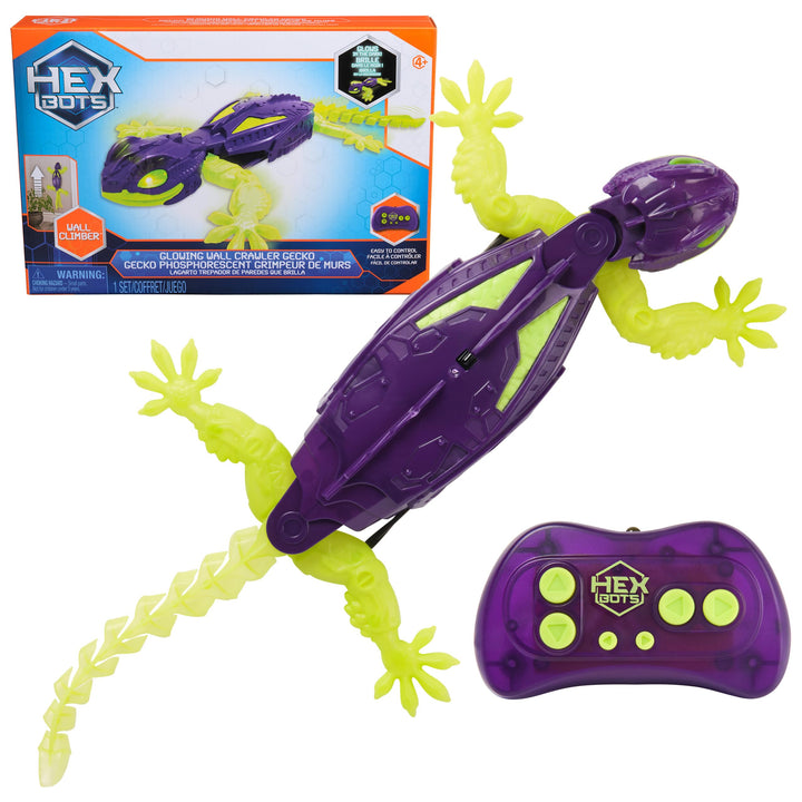 HEX BOTS Glow-in-the-Dark Wall Crawler Gecko Remote Control Toy | Glow-in-the-Dark RC Toy, Wall Climbing Technology, Realistic Limbs, Easy to Use Remote, Prank Toys & Gifts for Kids Ages 4+