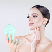 WOBSION 10X Magnification Compact Mirror with Light | 3.5-Inch 2-Sided Portable Travel Makeup Mirror for Purse and Handbag, Lighted Pocket Mirror, Cyan