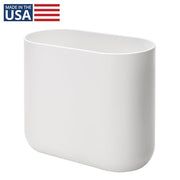 iDesign Small Slim Plastic Bathroom Trash Can, White | Bedroom, Office, Desk, Dorm