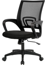 BestOffice Ergonomic Office Chair | Mid-Back Swivel Desk Chair | Dark Black | with Lumbar Support, Adjustable Height & Breathable Backrest | Sponge Seat & Rolling Wheels | for Home, Office | Pack of 1