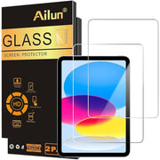 Ailun 2Pack Screen Protector for iPad A16 2025 11th 11"/10th Gen 2022 10.9" | Tempered Glass, Face ID Compatible, Apple Pencil Compatible, Case Friendly