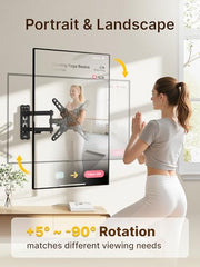 monTEK Full Motion Small TV Wall Mount for 13-43 Inch TVs up to 44 lb | ±90° Swivel, +5°/-15° Tilt, Landscape/Portrait Rotation, Extends 14.6 in, 4X Load Tested, VESA 200x200 mm, Single-Stud Mount