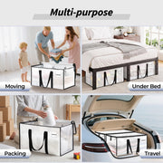 ukeetap 8 Pack Extra Large Clothes Storage Bins with Lids, Clear | Storage Bags with Reinforced Handles & Heavy-Duty Zippers, Moving Bags Boxes Totes for Clothes Packing, Dorms, College