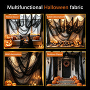 8 Pack Halloween Black Gauze Wall Decor,Outdoor Halloween Fake Spider Web Decorations Webbing,Cobwebs Mesh Spooky Fabric,30X72 in Black Cheesecloth for Haunted House Indoor Creepy Cloth (8, Black)