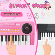 Upgraded 37 Keys Kids Piano Keyboard with Mic for 3 4 5 6 Boys Girls - Pink | Portable Toddler Music Toys Musical Instrument Birthday Xmas Gift