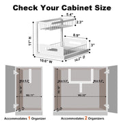 REALINN Under Sink Organizer, L-Shaped 2 Tier Pull Out Cabinet Organizer | Slide Out Under Cabinet Storage, For Kitchen and Bathroom, Metal Under Sink Storage with Sliding Drawer, 50 lbs, White 2 Pack