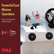 Pyle Waterproof Marine Speakers - Pair of 5.25" 180 Watt Low Profile Slim Style System - Weather Resistant Outdoor Rated Speakers for Boat, Patio, Poolside, Deck, Home (Black)