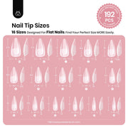 Beetles Tipex Instant Apex Nail Tips, Medium Stiletto 192pcs 16 Sizes 00-14 | No Builder Gel Needed, Etched-free Thicker Strong Acrylic Nails for DIY Salon-look Fake Nail Extensions