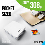 Nelko PP01 Photo Printer, 2x3 Portable Photo Printer, Mini Printer, White | Instant Color Inkjet Printer for Smartphone, Sticky-Back Photos, Bluetooth Compatible with iOS & Android, AI App Editing