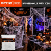 Piteno® 1200 sqft Spider Webs Halloween Decorations with 40 Fake Spiders, Stretchable Halloween Spider Webs for Indoor Outdoor Haunted House Yard Porch Party Decor (White)