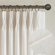 TWODRAPES Natural Pinch Pleated Linen Semi Sheer 84 Inch Curtains 2 Panels | Pinch Pleat Hooks Rings, Back Tab, Cream Ivory Birch, Boho Neutral, Textured Linen, Window Curtain for Living Room Bedroom
