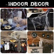 1000 sqft Spider Webs Halloween Decorations with 77 Fake Spiders | Super Stretch Cobwebs for Halloween Indoor and Outdoor Decor