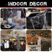 1000 sqft Spider Webs Halloween Decorations with 77 Fake Spiders | Super Stretch Cobwebs for Halloween Indoor and Outdoor Decor