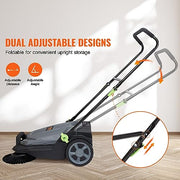 VEVOR Walk-Behind Hand Push Floor Sweeper with 25.6" Sweeping Width | Non-Electric, 5-Gallon Waste Container, Angle & Height Adjustable Folding Handle, Manual Floor Sweeper for Walkway Yard Patio