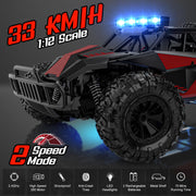 BLUEJAY Remote Control Car, 2.4GHz High Speed 33KM/H RC Cars Toys | 1:12 Monster RC Truck Off Road with LED Headlight and Rechargeable Battery Gifts for Adults Boys 8-12