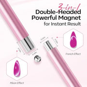 Modelones Cat Eye Magnet for Fall Brown Cat Eye Gel Polish 5PCS | 3-in-1 Dual-head Magnet Pink Nail Magnet for Cateye Gel Polish, Side Light Wide Light Glass Glow Effects DIY Nail Art Tool