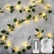 suddus 33FT 100LED Pothos Vine Fairy Lights Battery Operated Copper Wire | String Lights with Remote,Leaf Lights for Bedroom,Dorm,Wedding,Party, Garden,Wedding,Classroom Decor (Warm White)