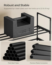 SONGMICS Shoe Rack, 3-Tier Shoe Organizer, Metal Storage Shelf | for Entryway, Upright or Upside Down, for 16-20 Pairs, Stackable, 11.8 x 36.2 x 21.7 Inches, Black ULSA303B02