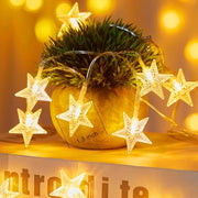 Minetom 50 LED Star String Lights, 17ft Fairy Lights Battery Operated | Star Lights with Timer, Waterproof for Indoor Outdoor Bedroom Tent Loft Bed Patio Party Wedding Christmas Decor, Warm White