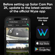 WYZE Solar Cam Pan, 2K Security Cameras Wireless Outdoor, Battery Powered | 360° Pan-Tilt, Battery Powered, 2.4 GHz Wi-Fi camera, AI motion detection, Color night vision, Cameras for home security