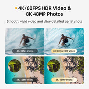 SKYROVER X1 Drone with Camera Combo with Screen Controller, 4K/60fps Video, 8K Photo, 360° Obstacle Avoidance, Under 249g, 9.32-Mi Transmission, AI Night Shot, 96-Min Flight Time with 3 Batteries