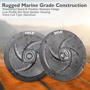 Low-Profile Waterproof Marine Speakers - 240W 6.5 Inch 2 Way 1 Pair Slim Style Waterproof and Weather Resistant Outdoor Audio Stereo Sound System, for Boat, Off-Road Vehicles - Pyle (Black)