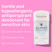 Almay Clear Gel Deodorant and Antiperspirant, Fragrance Free, 2.25 oz | Gentle and hypoallergenic antiperspirant deodorant for sensitive skin. Dermatologist tested. Fragrance free.