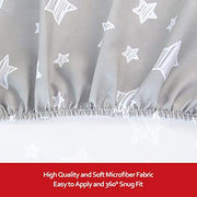 Pack and Play Sheets, 2 Pack Mini Crib Sheets, Stretchy Playard Fitted Sheet, Compatible with Graco Pack n Play, Soft and Breathable Material, Stars & Bunny