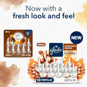 Glade PlugIns Air Freshener Refills, Cashmere Woods, 10 Count | 0.67 fl oz Each, Includes 10 Refills, Scented and Essential Oils for Home and Bathroom Use, Fits Glade PlugIn Warmer