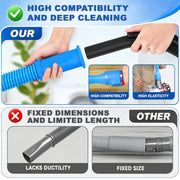 PetOde 2Pcs Dryer Vent Cleaner Kit Universal Vacuum Hose Attachment & Brush | Blue Upgraded Flexible Hose for Smooth Airflow Without Whistling Noise, Fits Most Vacuums for Deep Cleaning