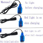 Blomiky 2 Pack 3.7V 0.5A Lithium Battery Charge Cable with SM-2P Black Plug for Some Kind of Mini RC Amphibious Stunt Car Boat Trucks 1S Li-ion and Li-Po Battery / 3.7V USB 2