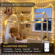 JMEXSUSS 100 LED Globe String Lights Indoor Bedroom, 33ft Fairy Lights | Connectable Warm White Christmas Light Plug in with Remote, 8 Modes Hanging Fairy Lights for Diwali Classroom Room Party Home