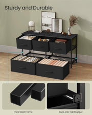SONGMICS Dresser for Bedroom, Wide Dresser with 5 Fabric Drawers