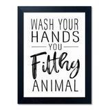 Bathroom Quotes Wall Decor, Black and White Bathroom Wall Art, Toilet Decor Signs Small Black Framed Canvas Art for Kid's Washroom
