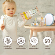 Baby Musical Instruments-Montessori Wooden Toys for Toddlers | Neutral Colors Percussion Instruments Set with Modern Boho Xylophone for Kids Preschool Educational (Neutral)