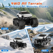 Amphibious Remote Control Car, 1:18 Monster Truck Toys for Boys RC Cars | 2.4 GHz Waterproof RC Trucks, 4WD All Terrain Off-Road Pickup, Kids Christmas Birthday Gifts Present Boys Girls Toys Ages 6+