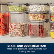 Rubbermaid Brilliance 12-Cup Airtight Food Storage Container, Perfect for Pantry Staples, Clear/Grey