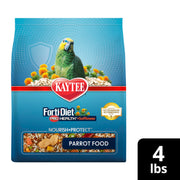 Kaytee Forti-Diet Pro Health+Safflower Parrot Food, 4 Pounds | Better digestion daily. Parrot food for medium birds. Prebiotics, probiotics, bird seed without sunflower seeds