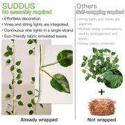 suddus 33FT 100LED Pothos Vine Fairy Lights Battery Operated Copper Wire | String Lights with Remote,Leaf Lights for Bedroom,Dorm,Wedding,Party, Garden,Wedding,Classroom Decor (Warm White)