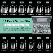 LEYKOSH Extra Short Almond Nail Tips, 216pcs Full Cover Soft Gel, 12 Sizes | 70-grit pre-sanded matte clear tips save filing time, with full-cover soft gel fit for DIY extensions and salon manicures.