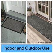GORILLA GRIP WeatherMAX Door Mat, Indoor and Outdoor Use, Gray Diamond | 100% Waterproof Outdoor Doormat, US Designed, Stain & Fade Resistant, Low Profile Front Door Mat Easy Clean Welcome Mat 29x17