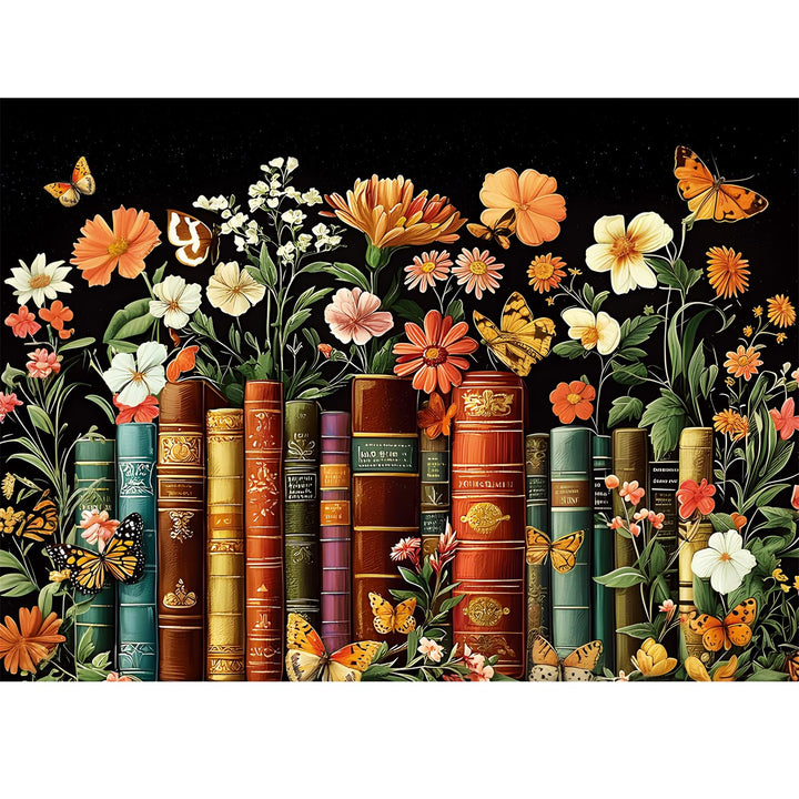 500 Piece Puzzle for Adults | Vintage Wildflowers Books Puzzle | Recycled Cardboard Plant Flowers Jigsaw Puzzle 500 Pieces | Challenging Game Home Decor Birthday Party Gift Toy for Adults Seniors
