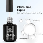 Beetles Gel Polish 9 in 1 Gel Nail Glue for Clear Acrylic Nail Tips | 2Pcs 15ml Long Lasting Nail Gel Kit for False Nails Tips, Base Blooming Nail Gel, U V Light Required, Gift for Women