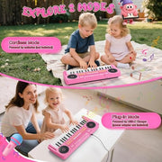Upgraded 37 Keys Kids Piano Keyboard with Mic for 3 4 5 6 Boys Girls - Pink | Portable Toddler Music Toys Musical Instrument Birthday Xmas Gift