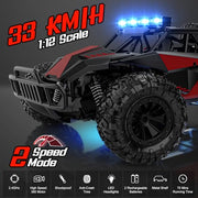 BLUEJAY Remote Control Car, 2.4GHz High Speed 33KM/H RC Cars Toys | 1:12 Monster RC Truck Off Road with LED Headlight and Rechargeable Battery Gifts for Adults Boys 8-12