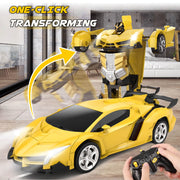 Britik Transform Remote Control Car Toys for Boys 4-6, Drift RC Car Yellow | Transform Cars, Gift for Boy Ages 4-12 Years Old, One-Button Transforming, 360° Rotation, 2.4GHZ 1:18 Scale, Robot Toy Car