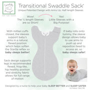 SwaddleDesigns Transitional Swaddle Sack, Cotton, Heathered Jadeite, 0-3mo | Arms Up Half-length Sleeve Partially Suppress Moro reflex, Most Gradual Transition Swaddle for Newborn, Safe for Rolling Baby
