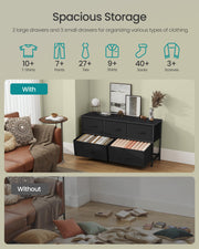 SONGMICS Dresser for Bedroom, Wide Dresser with 5 Fabric Drawers