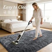 OLANLY Area Rugs for Living Room Bedroom, Machine Washable 4x5.9 ft Soft Fluffy Shaggy Bedside Rug, Indoor Floor Carpet for Kids Girls and Boys, Dorms, Nursery Rooms, Home Decor Aesthetic, Grey